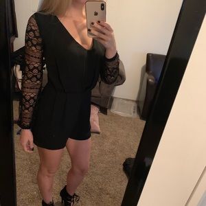 Lace Sleeve and Back Romper